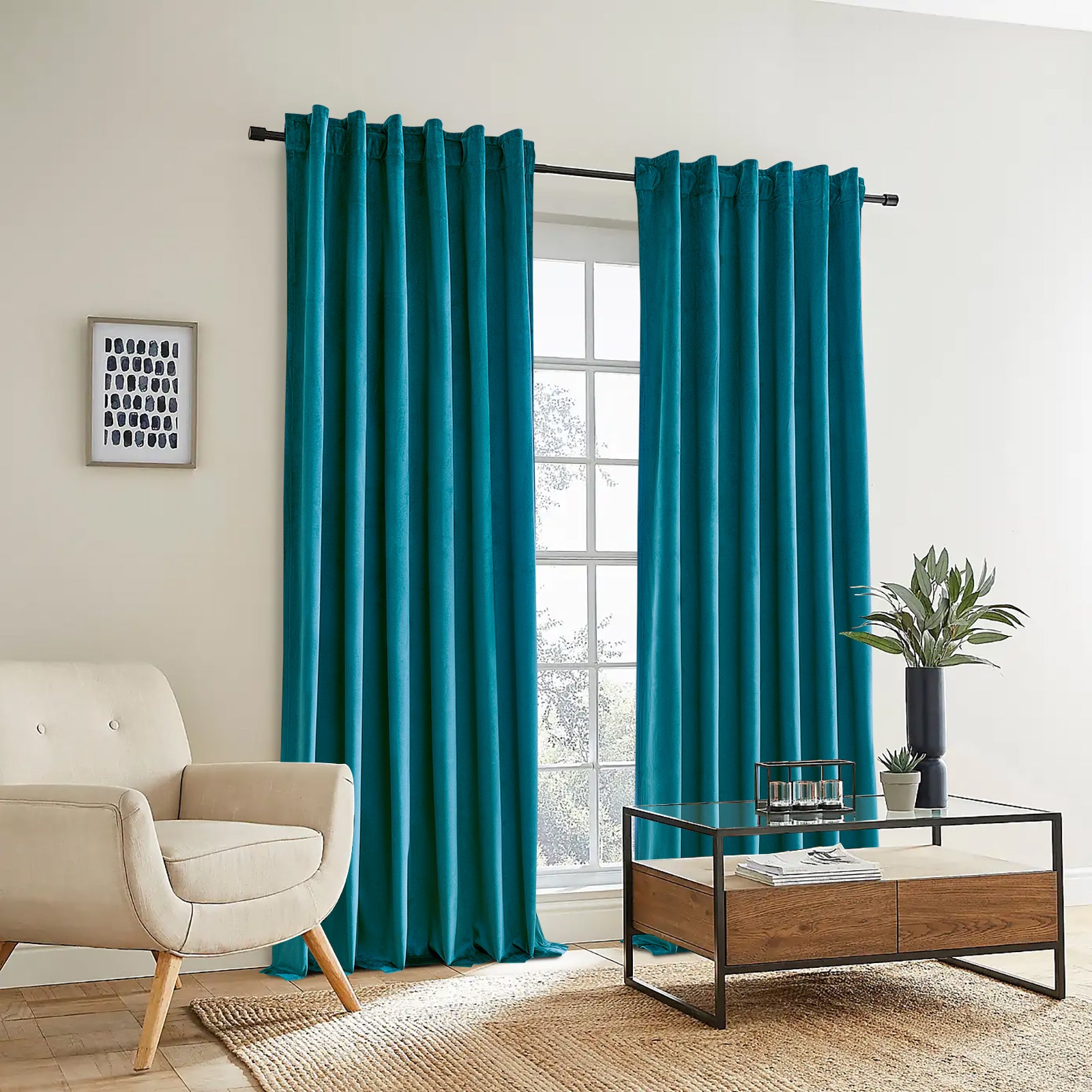 Top Finel 100% Blackout Velvet Pleated Window Shades