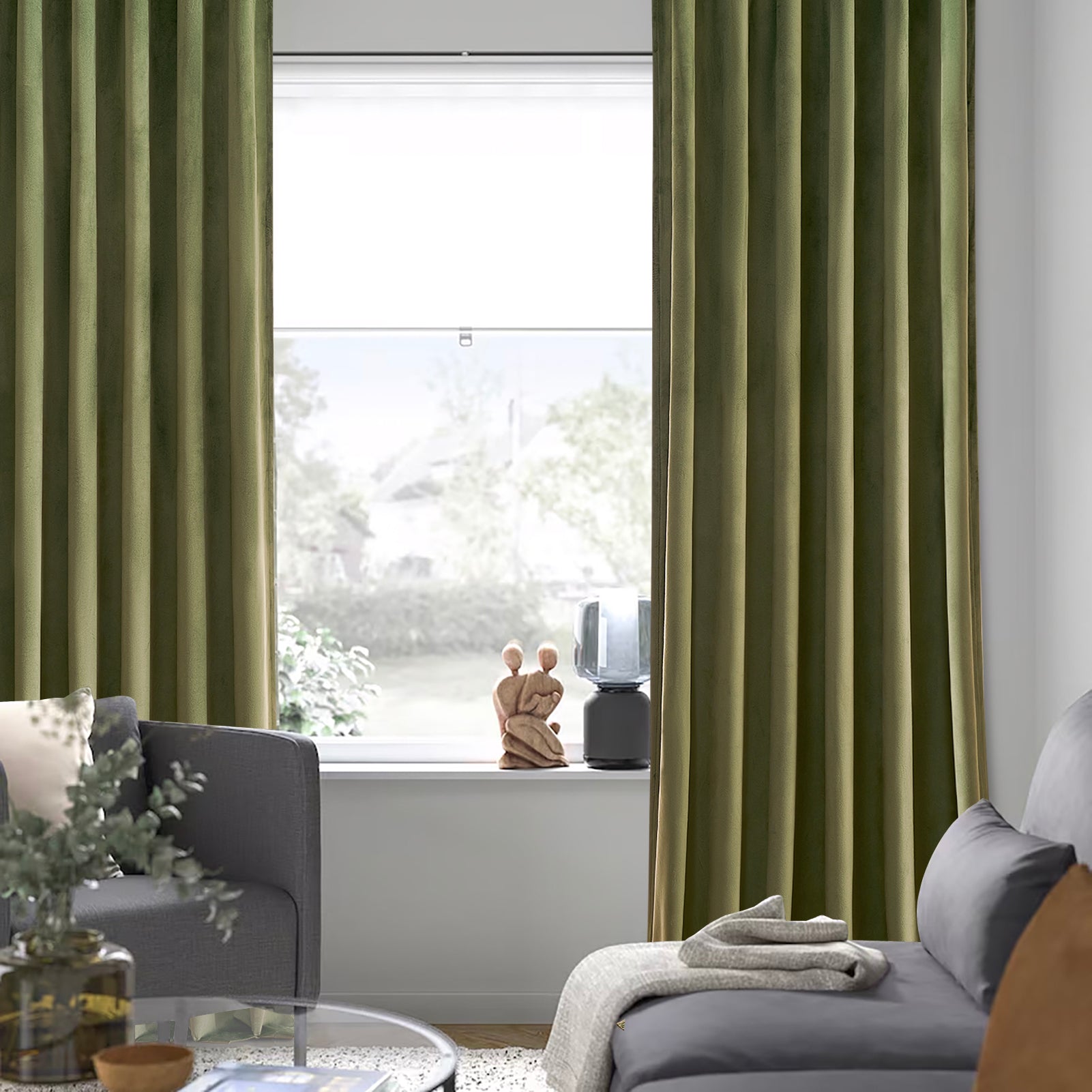 Top Finel 100% Blackout Velvet Pleated Window Shades