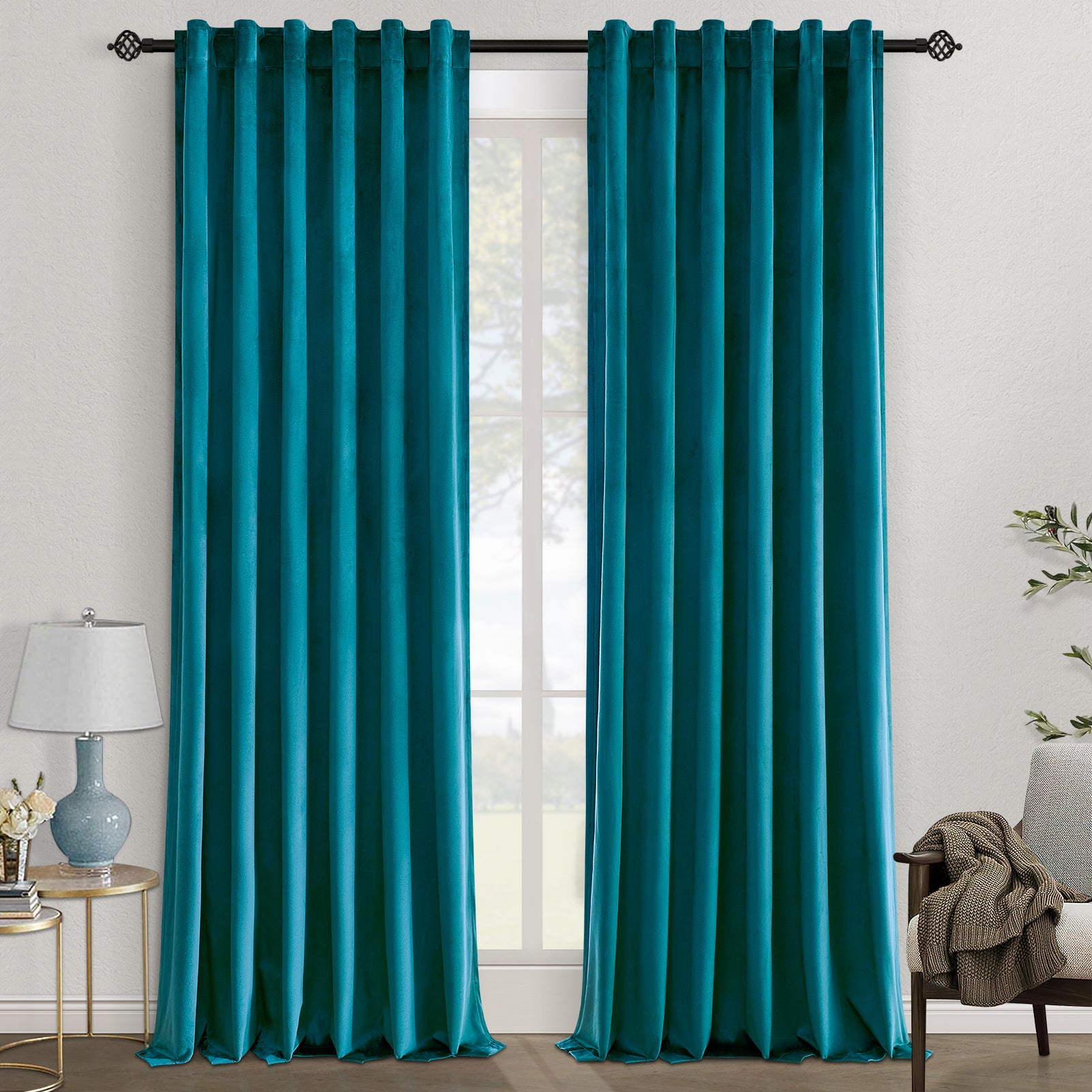 Top Finel 100% Blackout Velvet Pleated Window Shades