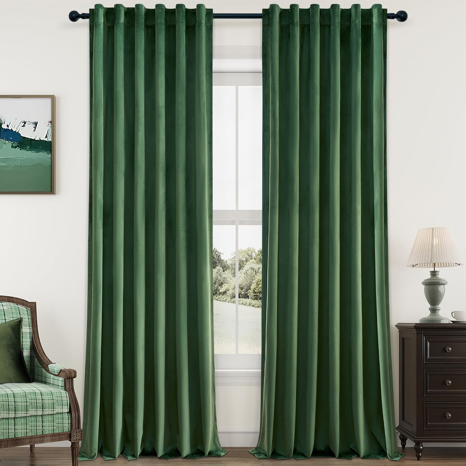 Top Finel 100% Blackout Velvet Pleated Window Shades