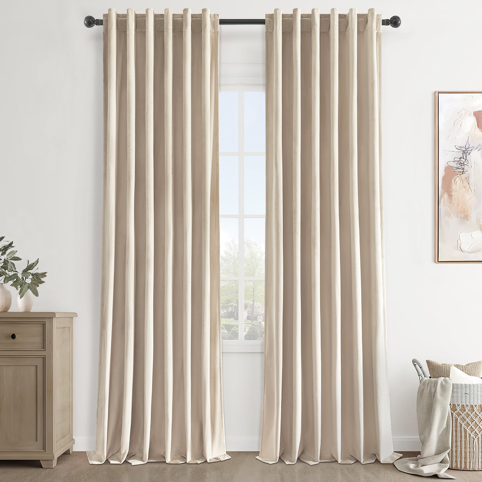 Top Finel 100% Blackout Velvet Pleated Window Shades