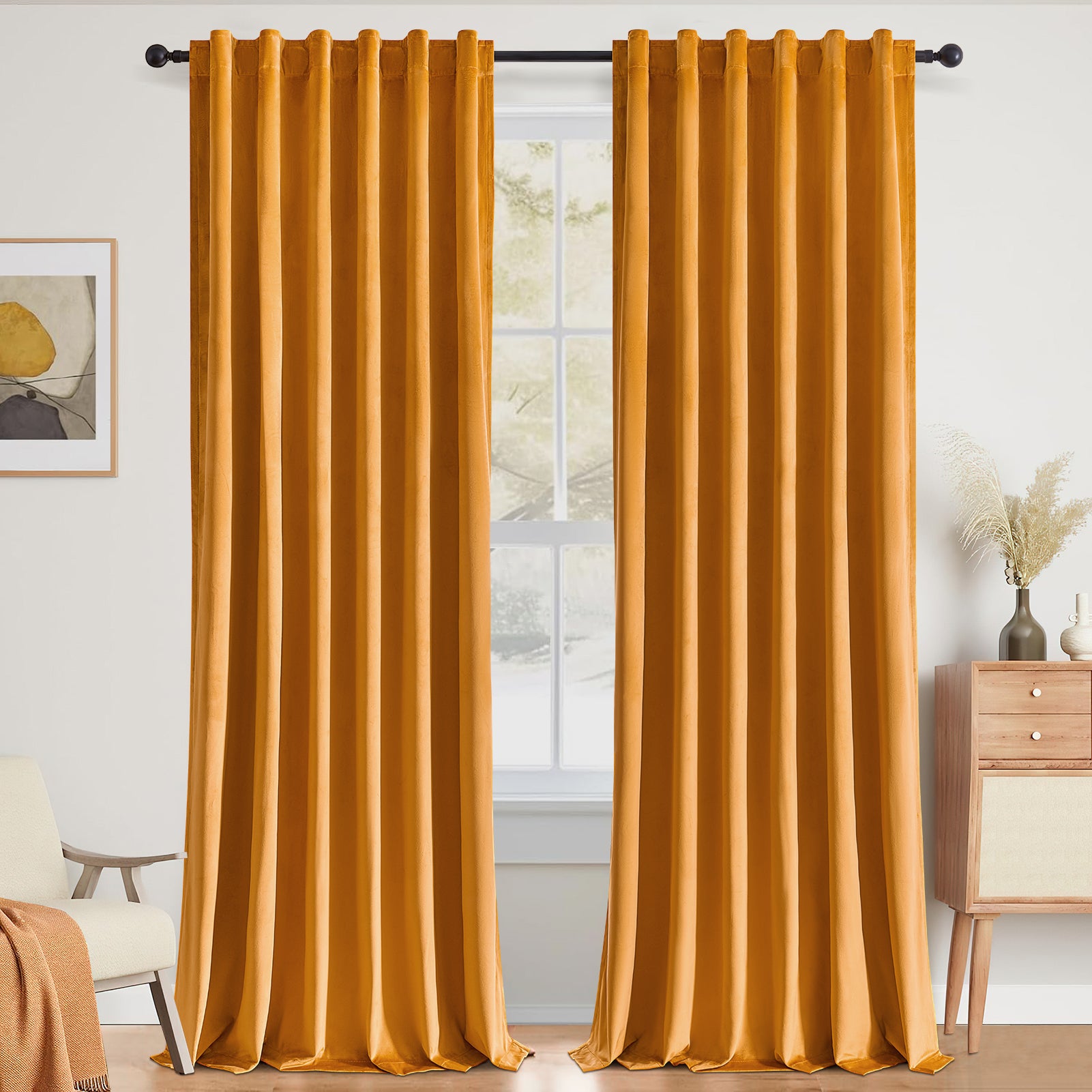 Top Finel 100% Blackout Velvet Pleated Window Shades